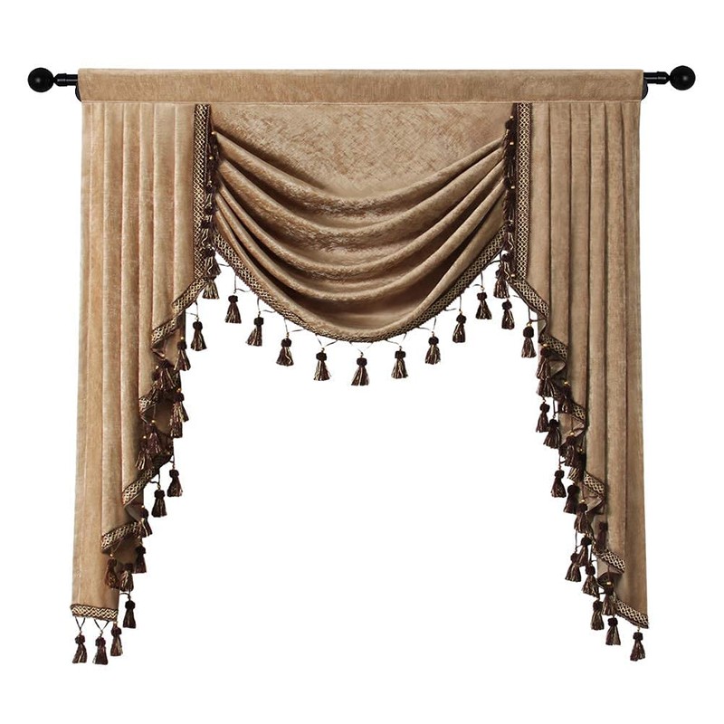 ELKCA Thick Chenille Window Curtains Valance for Living Room Coffee