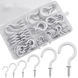 AFASOES Pack of 85 Screw Hooks Set Washing Line Hooks White Cup Hooks Cup Hooks Hook Screws Plant Hooks with Thread Screw-In Blankets Eye Hooks Ceiling Hooks for Christmas Lighting
