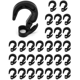 QWORK Plastic Shock Cord Hooks, 30 Pack Non-Slip Elastic Shock Cord Bungee Cords Portable Holder Hook for 1/4" 5/16" Bungee Cord, Resistance Bands, Shock Cord Rope