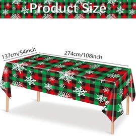 Xinfin Christmas Plastic Party Tablecloth Decorations, Snowman Theme Party Red Xmas Table Cover for Winter Christmas Party Supplies, 54x108 inch (Green Christmas)