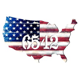 USA Flag Patriotic House Number Plaque - Door Numbers Sign - Custom Home Address Sign MA98916 - Designocracy