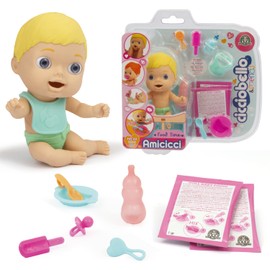 Cicciobello Amicci CC022100 Food Time Boys and Girls, Cute Baby Dummies, Colourful Nappy, Mini Figure and Cardboard, for Girls from 3 Years, Giochi Preziosi