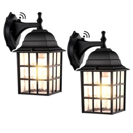 2-Pack Dusk to Dawn Outdoor Wall Lights, Sensor Exterior Light Fixtures Wall Mount, Porch Lights, Matte Black Wall Lantern Wall Lamp, Waterproof Wall Sconce, Outside Lighting for Garage, Front Door