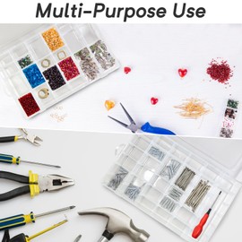 Meanhoo 2 Pack 36 Grid Plastic Organizer Box with Dividers – Clear Small Craft Storage Container and Bead Organizer Box for Jewelry, DIY, Nail Art, Fishing Tackle, Small Parts