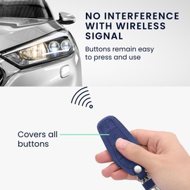 kwmobile Car Key Cover Compatible with BYD Atto 3 / Sealion/Han/Tang/Dolphin/Seal - Synthetic Nubuck Leather Fob Cover - Dark Blue