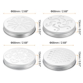 sourcing map 16pcs Aluminium Hollow Jar Lids 68mm Replacement Mason Jar Insert Lids Air Freshener Hollow Lids Reusable Wide Mouth Canning Covers with Honeycomb Windmill Hole for Home Office