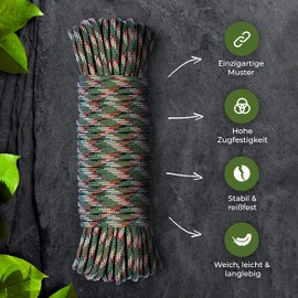 AMZoutdoor® 5.10 or 15 m Paracord 550 Cord | Paracord Cord | 7 Core Strands | Outdoor Equipment | Outdoor Camping | Paracord Cords for Dog Collar | Dog Lead (Black/White, 5 Metres)