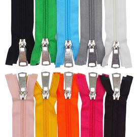 MebuZip 10PCS 60CM Separating Nylon Coil Zippers Bulk #5 Jacket Zippers for Jackets Coats Sewing Crafts 10 Colors Mixed