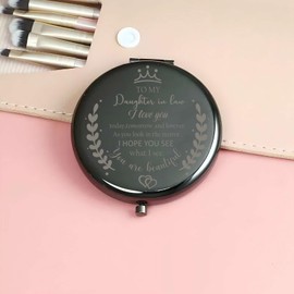 Soulpetals Daughter in Law Gifts Compact Mirror for Daughter in Law Gifts from Mother in Law for Wedding Day Birthday Christmas (Grey)