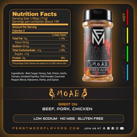 Feast Mode Flavors | Picante Pack | 5 count | 5oz seasonings | meal prep seasoning, low sodium, no msg, gluten free, low calorie, no artificial fillers, healthy flavoring, spicy, hot, flavorful, piquant, chipotle, habanero, ghost pepper, cajun, pepper, paprika, chili-powder, cayenne, red pepper