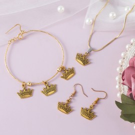 Joez Wonderful 100Pcs Crown Charm, Mini Metal Vintage Charm Pendant for DIY Handmade Earring Necklace Bracelet Keychain Craft Accessories