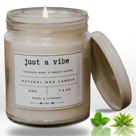 Pearl & Company Candles Clearance: Crushed Mint & Sweet Agave Scented Candle for Women, Elegant White, 50 Hr Burn, Hand Poured in MA, All Natural, Empowering Gift 7.5 oz