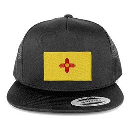 Armycrew New New Mexico State Flag Patch 5 Panel Flatbill Snapback Mesh Cap - Charcoal