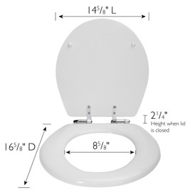 Design House 544296 Dalton Toilet Seat Round Soft Close Wooden Round Standard Toilet Seat for Bathroom, White