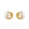 HUGETOMATO Trendy White Pearl Stud Earrings 14K Gold Plated U