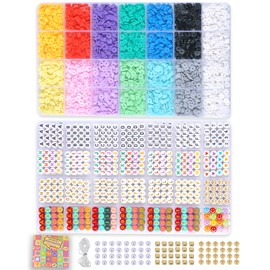 L'EclatDina 2 Box Set Friendship Bracelet Making Kit, 6000 Pcs, DIY Jewelry Making Set,Includes Clay Beads, Letter Beads, Ideal Present for Music Fans and Friends (Shining Fantasy)