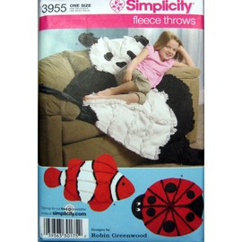 Simplicity Robin Greenwood Pattern 3955 Fleece Throws - Panda, Ladybug, and Fish