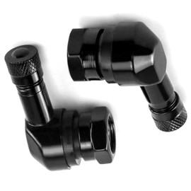 Anhoer 2 Pieces Motorcycle Angle Valve Aluminium Alloy Motorcycle Valves Tyre Valve 90 Degree Metal Valves 11.3 mm Motorcycle Rim Valve Adapter with Rubber Seal for Motorcycle Bicycle Black