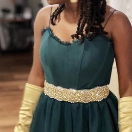 Pardecor Rhinestone Belt Women Belt Wedding Dress Gold Sash Crystal Applique Bridal Belt Bridal Gowns Sash Beaded Trim Bridesmaid Sash Perfect for Wedding