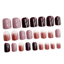 Healeved Press on Nails 48pcs Nail Stickers Glittering Full Nail Cover False Nails for Daily or Party Wear