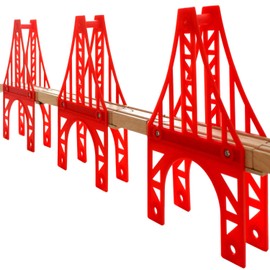 OrgMemory Railway Set, 3 Pieces Hanging Bridge, Wooden Train Railway Bridge Compatible with Other Brands