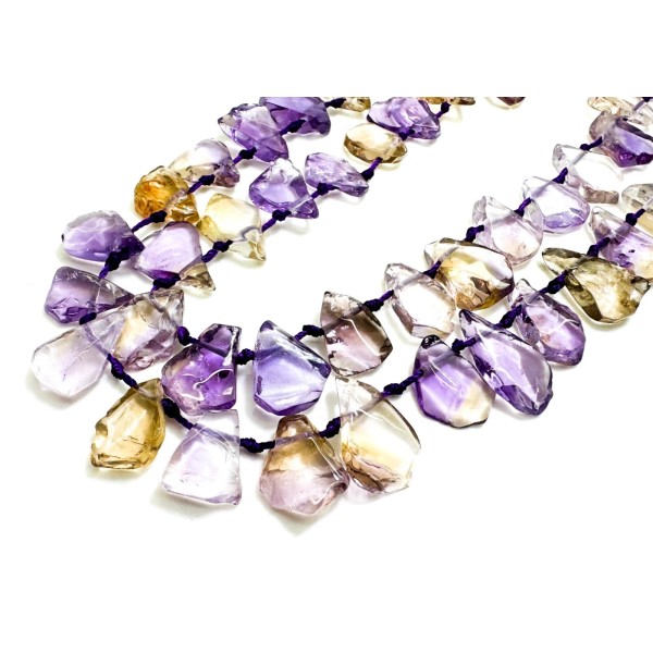 Perfect Gems Natural Purple Ametrine Teardrop Pear Polished Gemstone Beads