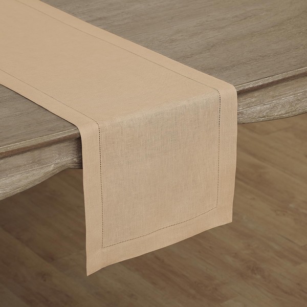 Solino Home Linen Beige Table Runner 72 Inches Long -
