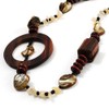 Avalaya Wood/Shell & Glass Bead Long Necklace - 108cm Length