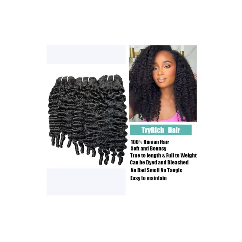 Extensiones de cabello humano rizado birmano de 16 pulgadas, tejido