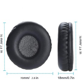 TXDAMAI Foam Ear Pads, Headset Ear Pads, 1 Pair of 70 mm Round Replacement Ear Pads Made of Faux Leather, Compatible with Headphones (Diameter 70 mm, Black)
