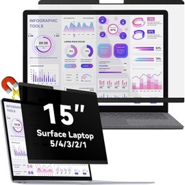 15 Inch Magnetic Privacy Screen Compatible With 15Inch Surface Laptop 5/4/3/2/1, Removable Anti Blue Light Glare Filter, Black Security Private Apy Block Protector