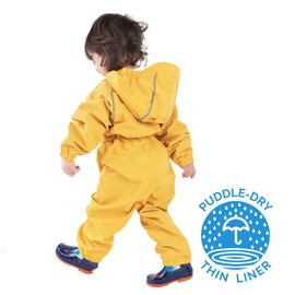 JAN & JUL Toddler Rain Suit for Girls Boys with Breathable Coverall (Puddle-Dry: Yellow, Size: 2 Years)