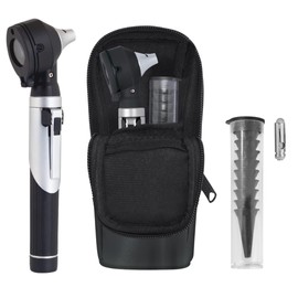 Fiber Optic Mini Otoscope - Ear Scope with Light for Infection Detection, Wax Removal, and At-Home ENT Exams (BLACK)