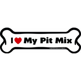 Imagine This Company I Love My Breed Bone Shaped Pet Magnet; Removable Magnets for Cars, Fridges, Lockers & More, Stylish Pet Inspired Car Accessories, 2 x 7 inches, 1 Item, White/Black, Pit Mix