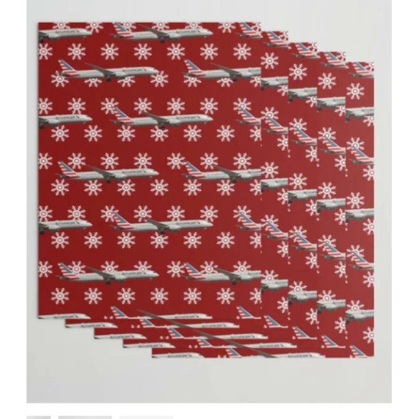 American Airlines Aircraft - Christmas Wrapping Paper (Red)