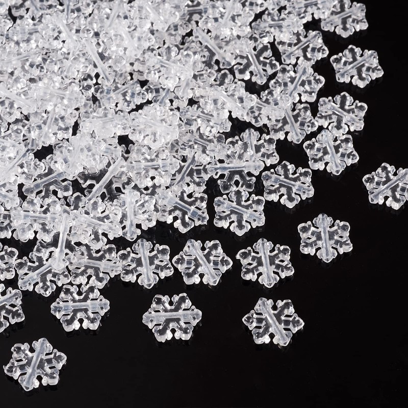 Beadthoven 200pcs Clear Acrylic Snowflake Beads for Christmas Earrings Bracelet