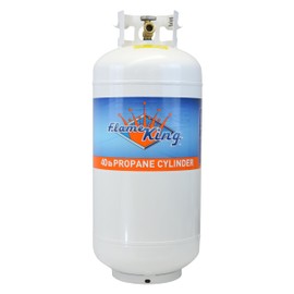 Flame King YSN401 40 Pound Steel Propane Tank Cylinder With Overflow Protection Device Valve, White