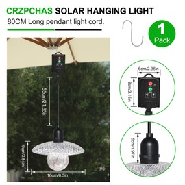 Solar Lantern for The Garden Outdoor Lantern Pendant Light, 32 in Solar Hanging Light Fixture with Stainless Steel S Hook, Portable Waterproof Black Pendant Light Fitting, for Patio,Yard, Camping