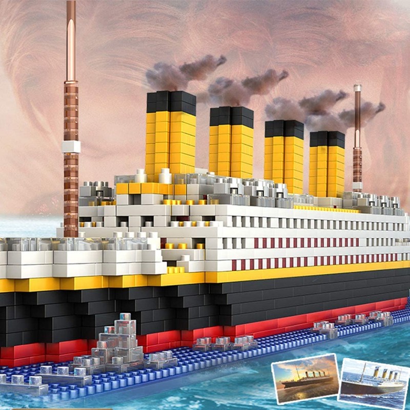 FULHOLPE Technik Titanic Building Blocks Kit, 1860 Clamping Blocks, Micro