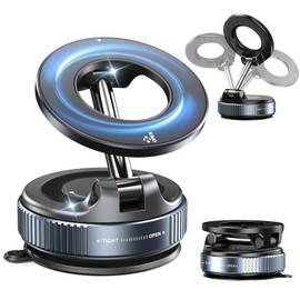 YOUSHEME Upgraded 360° Magnetic Phone Holder, Magnetic Car Phone Mount, Hands-Free Suction Cup Phone Holder for Car/Gym/Mirror/Shower (A)