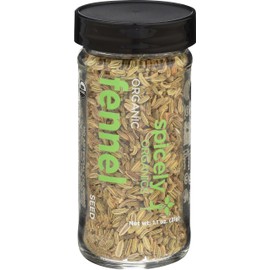 Spicely Organic Fennel Seeds Whole 1.10 Ounce Jar Certified Gluten Free