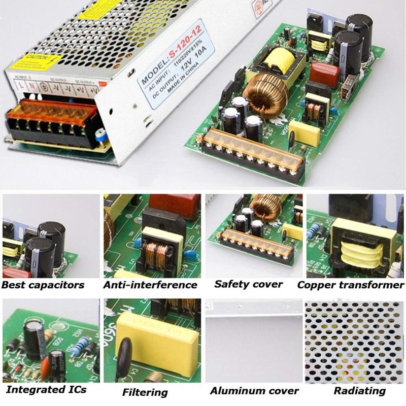 JOYLIT 12V 20A Power Supply Adapter 240W, AC 110V 220V