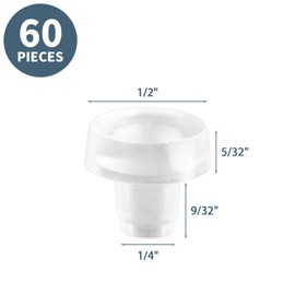Litoexpe Glass Table Top Bumpers with Stem, Clear Rubber Grippers Anti Slip Patio Table Spacers for Furniture 1/4 Inch Hole, 60 Pieces Rubber Push in Bumpers