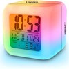 BUBUCAM Digital LED Color Change Alarm Clock, Multi-Functional Calendar Temperature