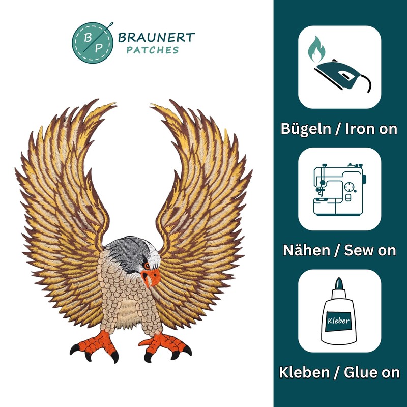 Large Eagle Back Patch Brown - 25 x 28 cm