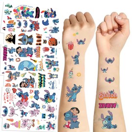 10 Sheets StitchTemporary Tattoos for Kids, Birthday Party Favors, Cartoon Decoration Sticker Gifts for Girl Boys Home Activity Class Prizes Carnival Christmas Rewards