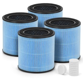 4-Pack AP0601 True HEPA Replacement Filter, Compatible with AP0601/AP0601-RF Air Pu-rifier, with H13 True HEPA Filter and High-Efficiency Activated Carbon 4-IN-1 Filtration, 4 Packs