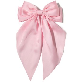 Furling Pompoms Furling Pompoms Hair Bow Clip 1pc Big Pink Satin Long-Tail Alligator Clips Hair Ribbon Bows Barrette for Women