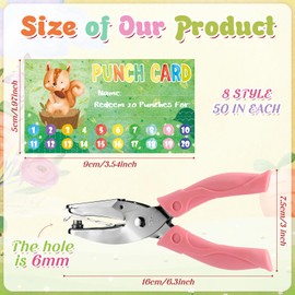 Fumete 200 Pieces Reward Punch Cards with Hole Puncher, 3.5 x 2 inch Incentive Loyalty Reward Card for Classroom Home School Supplies Students Teachers Kids, 8 Styles (Animal Style,20 Holes)