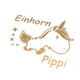 Finest Folia Unicorn Pippi Unicorn Decoration Set Hologram 11 cm x 12 cm Tank Cap Premium Decor T-Shirt Cup (K073 Gold Metallic)